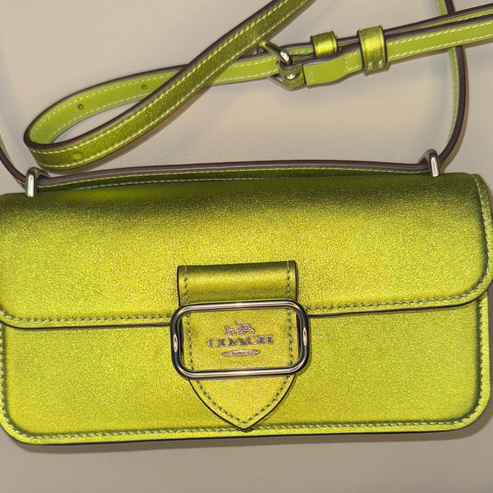 Coach Metallic Lime Green Crossbody Bag